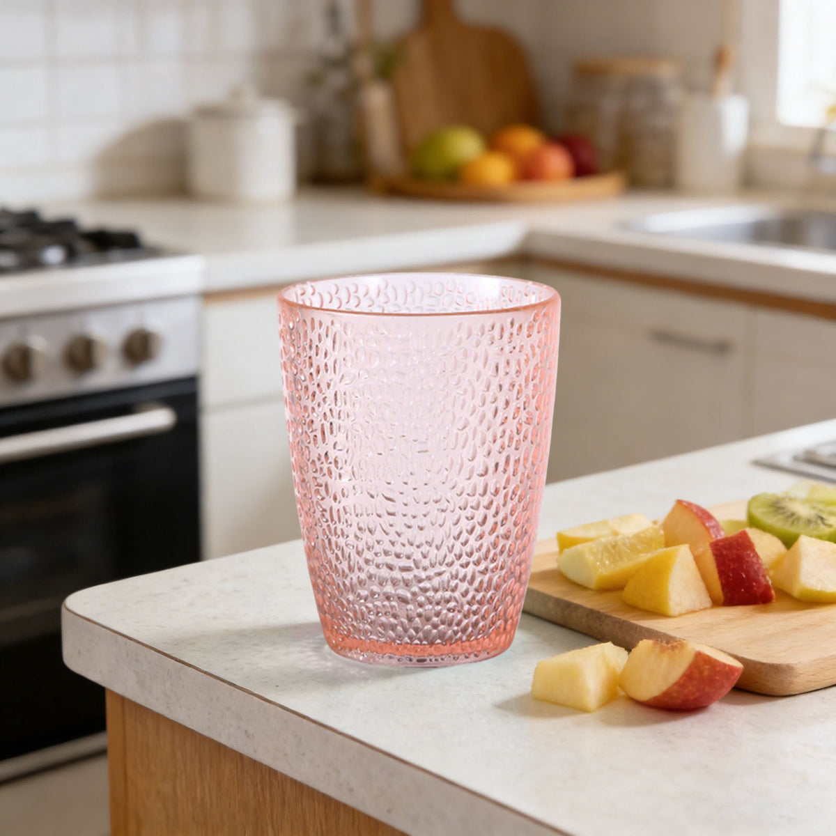 6 Pcs Drinking Tumblers Set of 12 oz, Drinking Glasses,BPA-Free,Stackable Water Cups,Clear Cups for Juice,(Brown)